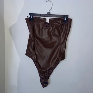 Zara brown leather body suit